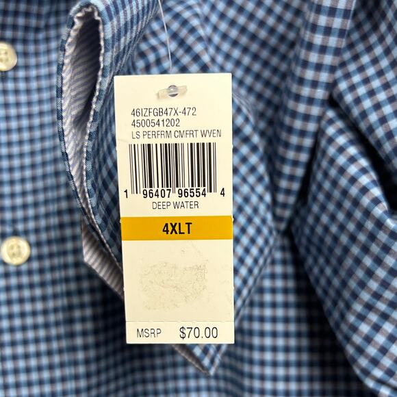 IZOD 4XLT Blue Performance Comfort Button Down Shirt NWT - Picture 3 of 7